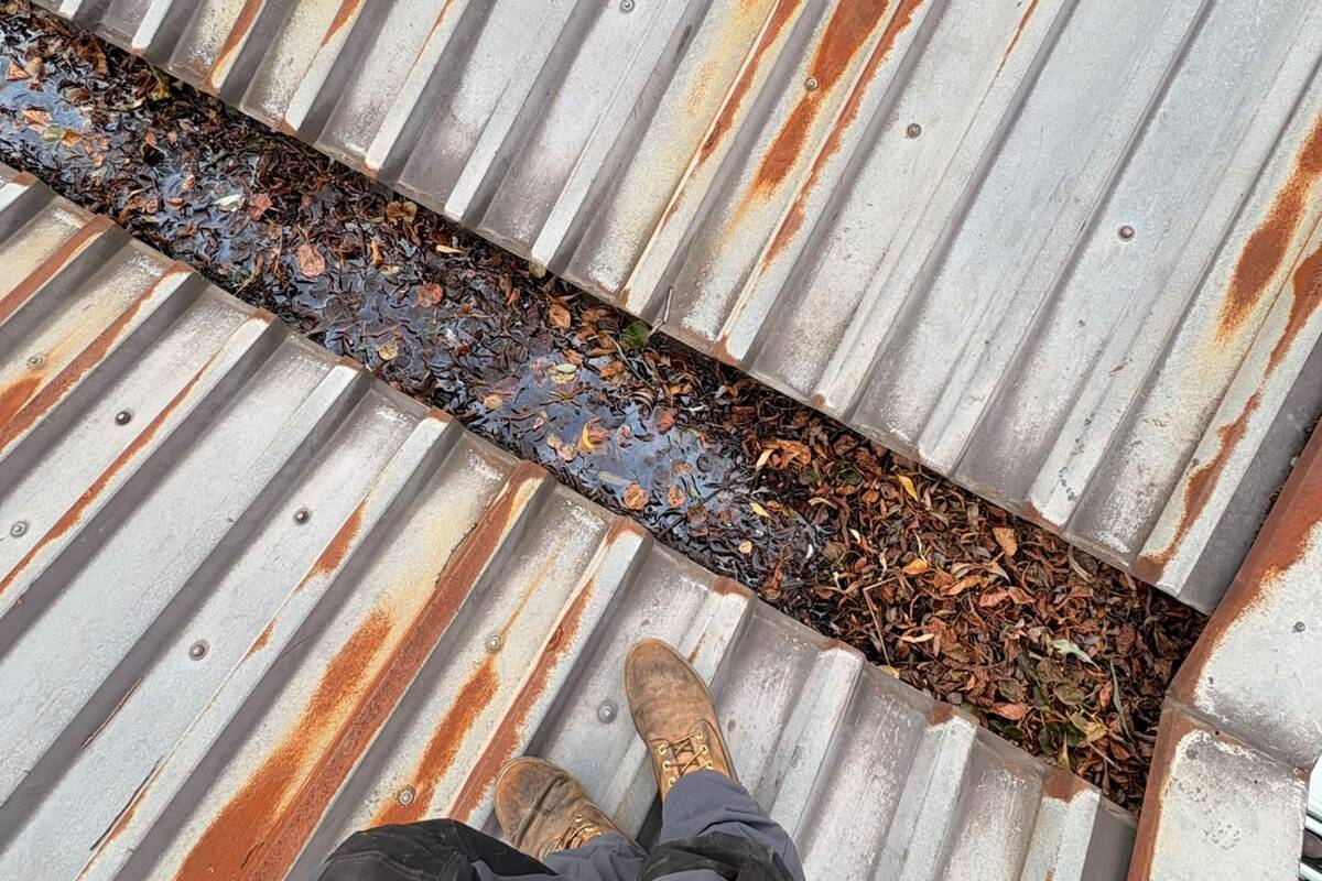 Mid way through warehouse gutter cleaning